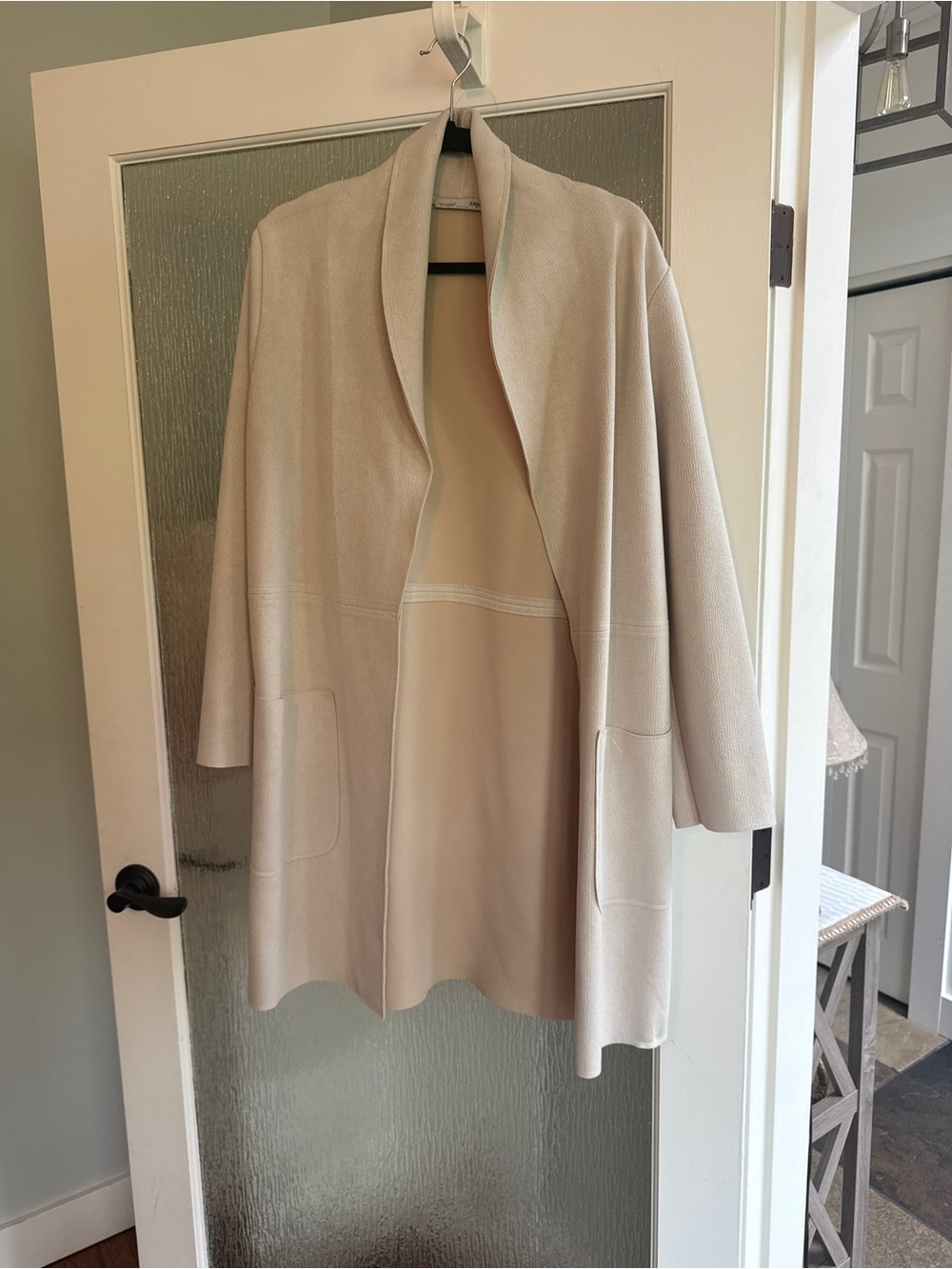 Zara Women's Cream Open-Front Coatigan Jacket